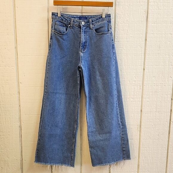 LAST Women's Wide-leg Cotton Blue Denim Jeans Capri Pants Small - Picture 1 of 12